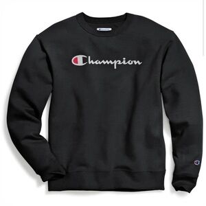 Men’s Champion Powerblend Crewneck Sweatshirt, Classic Script Black NWT SIZE 3XB